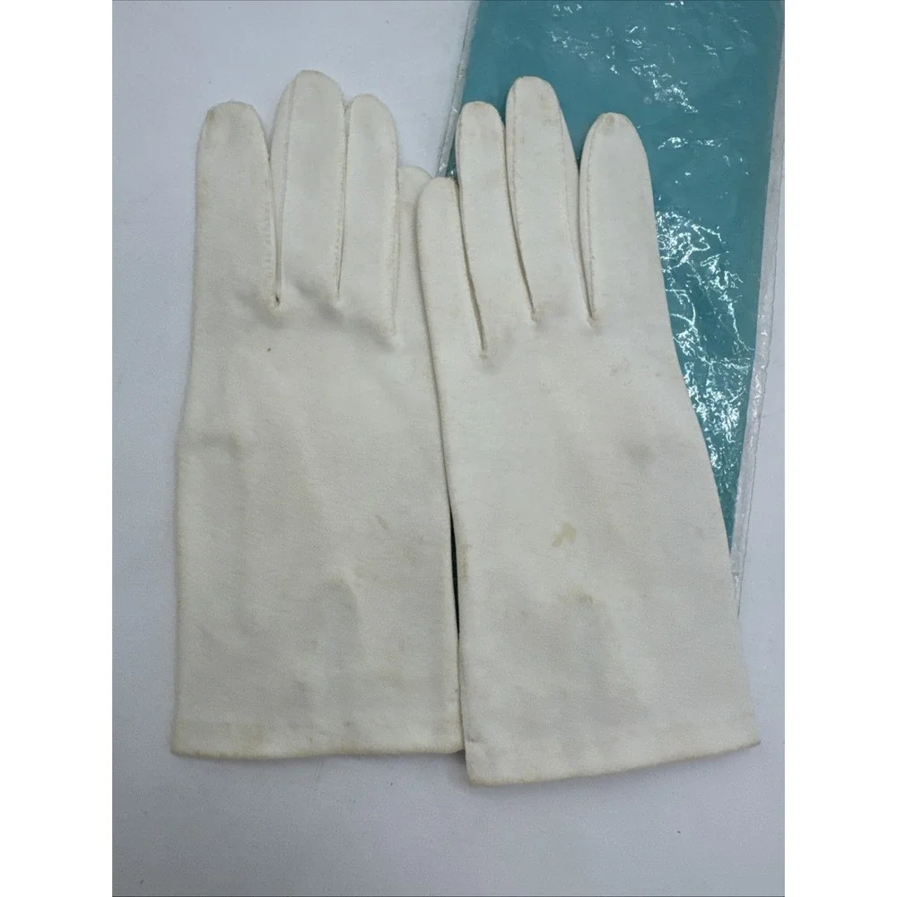 Womens Vintage Gloves Pearl Heart Button By Miss Aris Cotton Size 6